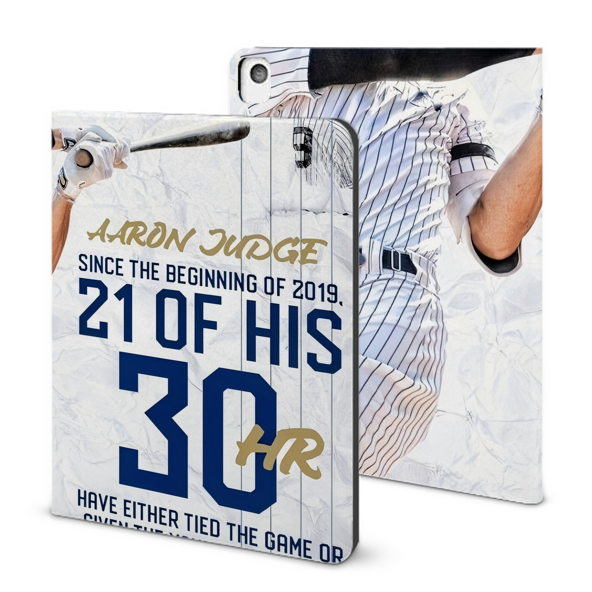 Aaron Judge 30 Home Runs IPad Book-Style Case With Pencil Slot – Slim PU & TPU Cover – Full Protection, Precise Fit, Water & Scratch Resistant